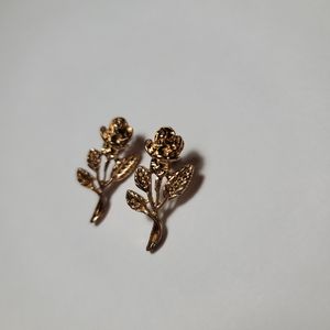Rose Climber Earrings,  Gold Tone